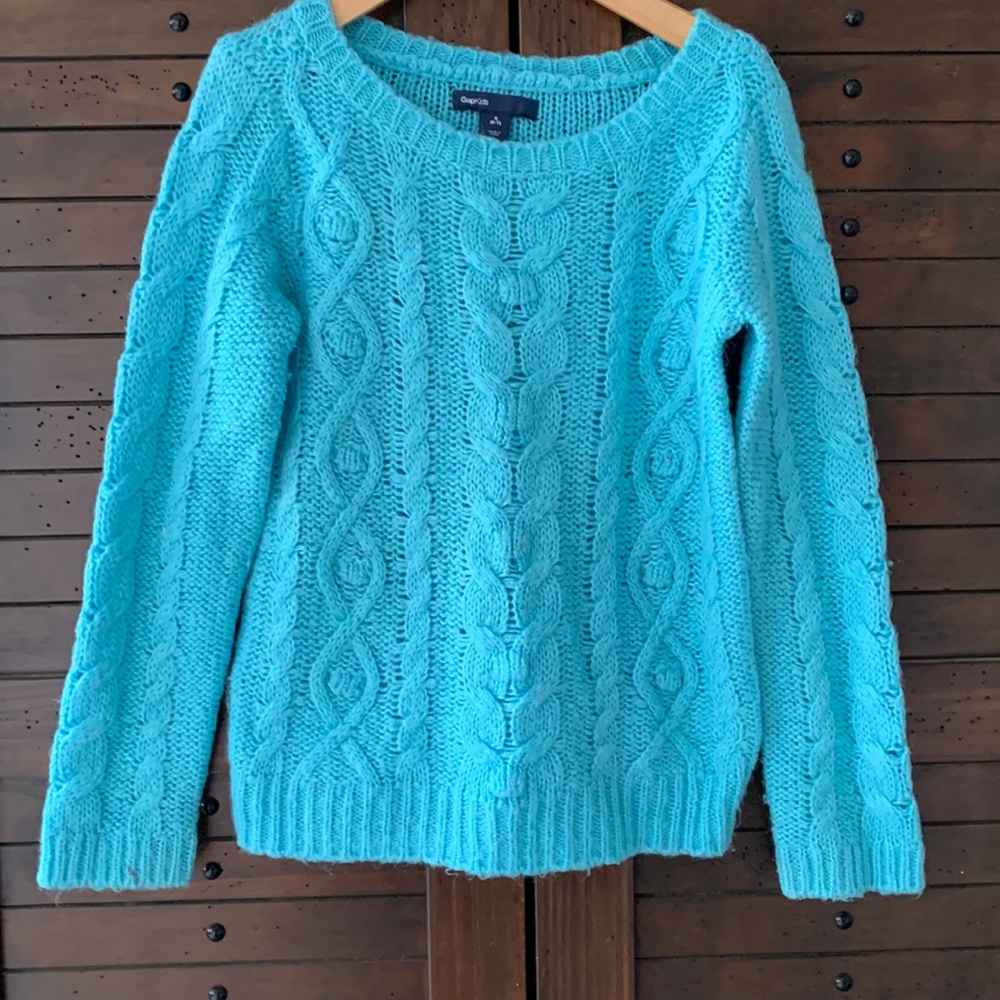 Gap sz S blue wool blend cable knit sweater
